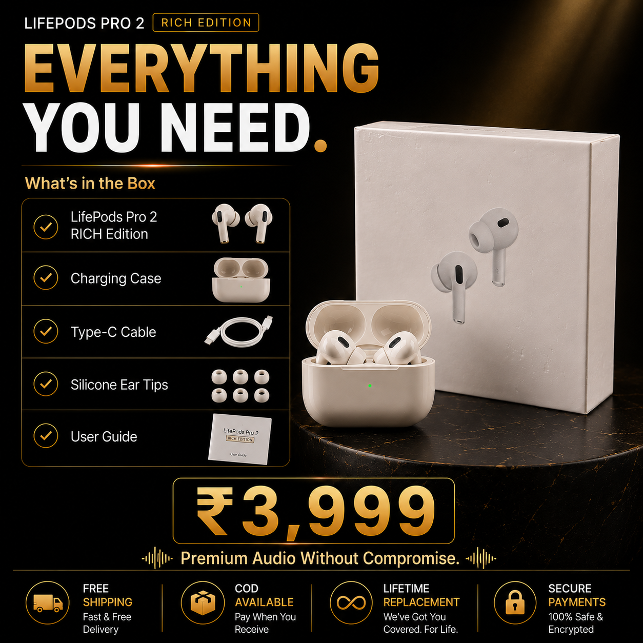 LifePods Pro 2 : Rich Edition (ORIGINAL, NOT CLONE) with Lifetime Replacement Warranty